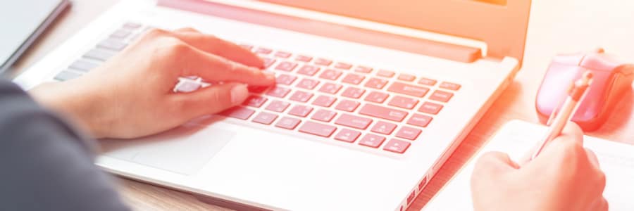 a student on a computer