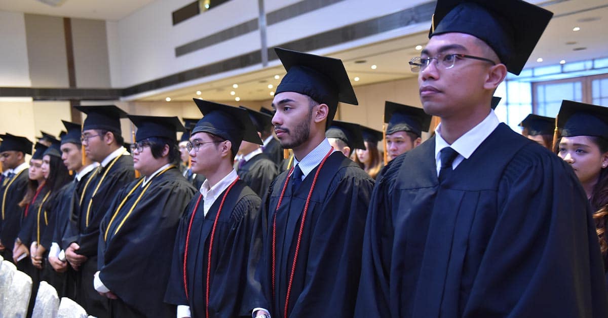 Students in their Robes at Graduation Ceremony