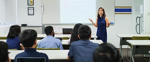 Instructor in the classroom with students