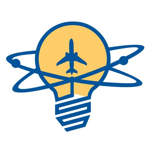 an idea demonstrated by airplane and bulb